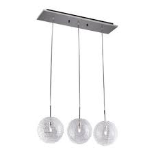 Bazz Triple Sphere Pendant Fixture Chrome Fixtures Linear Chandelier