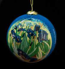 Print your custom photo or design on any of these keepsakes! Vincent Van Gogh Glass Ball Christmas Ornament Irises