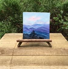 Mountain Landscape Mini Canvas With Easel Easel Oil Painting Appalachian Mountains Blue Ridge Mountain Painting Acrylic Small Canvas Art Art Painting Oil