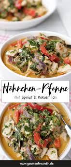 Schnelle Low Carb Hahnchenpfanne Mit Spinat Kokosmilch Ajvar Rezept Hahnchen Pfanne Gesundes Abendessen Abendessen Ideen