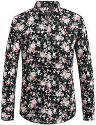 Black And Pink Floral Shirt Mens Robot Check Mens Shirts Casual Buttons Casual Shirts For Men Long Sleeve Shirts