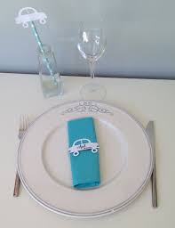 Rond De Serviette En Forme De Voiture Pour Une Decoration De Table De Bapteme Annive Rond De Serviette Decoration Table Anniversaire Decoration Bapteme Garcon