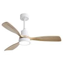 Bybafun 48-in Color-Changing Integrated LED White+Brown with Wood Blades  Ceiling Fan With Light - Remote Included ( 3 -Blade )