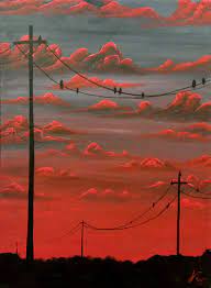 Above the clouds sky and clouds sunset pictures cool pictures cloud wallpaper pretty sky sky painting sky aesthetic landscape paintings. Sunset And Power Lines Aesthetic Painting Diy Canvas Art Painting Canvas Art Painting