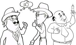 Printable colouring book for kids. Cartoon Motu Patlu Drawing With Colour Sahara