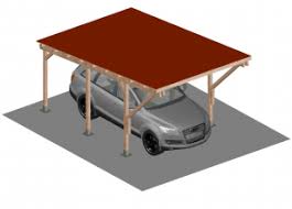 Tettoia per auto autoportante in legno. Carport Tettoia A Sbalzo Per Auto In Legno Completo Di Copertura Con Perline E Tegole Canadesi Mt 5 X 3 A Tassellare