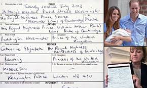 The duke of cambridge was present for the birth. Prince George William And Kate Formally Register Birth At Kensington Palace And His Mother Puts Princess Of The United Kingdom As Her Occupation Daily Mail Online