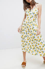 Squeeze These Lemon Print Dresses And Accessories Into Your Closet Lemon Print Dress Lemon Dress Summer Dress Trends