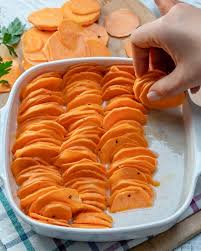 This Creamy Sweet Potato Bake Is A Holiday Side Dish Show Stopper Recipe Sweet Potato Recipes Roasted Clean Food Crush Sweet Potato Pasta Bake