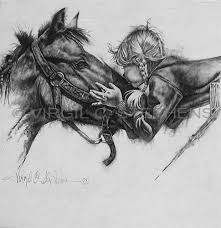 Stephens Drawing Western Cowgirl Kissing Her Horse Print Cowgirl Art Western Artist Cowboy Art