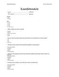 Brand Endorsement Questionnaire