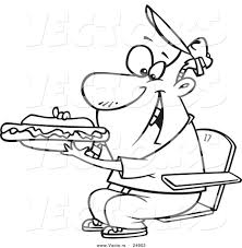 Vector Of A Cartoon Sports Fan Man Eating A Hot Dog During A Game Outlined Coloring Page By Toonaday 24902 Our 2nd channel is on. cartoon sports fan man eating