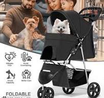 MoNiBloom 3 Wheel Folding Pet Dog Stroller, Foldable ...