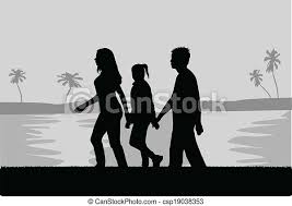 Avoid busy patterns, stripes, and mixing darks and. Family Walk In The Beach Black And White Illustration Canstock