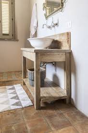 Double sink in wooden countertop in white bathroom interior with three round mirrors and panoramic window. Wooden Bathroom Sink Stand Anticovecchio Bathroom Bathroom Interior Design Bathroom Inspiration