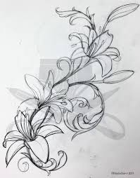 Black And White Lily Tattoo Designs Filigree Lily Tattoos Lily Tattoo Design Lilies Drawing