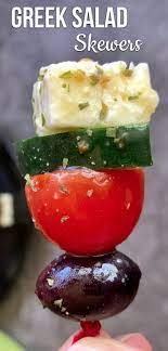 Greek Salad Skewers An Easy Make Ahead Party Appetizer Recipe Appetizers For Party Party Appetizers Easy Finger Food Appetizers