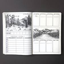 Black And White Bullet Journal Theme Bullet Journal Weekly Layout Outdoor Drawing Forest Drawing Mountain Drawing Bullet Journal Weekly Layout Bullet Journal Themes Bullet Journal Ideas Pages