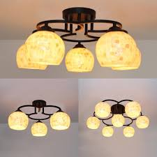 Seven light flush mount the spiral collection`s twisted. Shell Spherical Semi Flush Mount Light Hotel Cafe 3 5 7 Bulbs Mosaic Style Ceiling Light In Beige Beautifulhalo Com