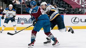 Colorado avalanche centre nazem kadri was given a match penalty and a game misconduct for a hit to the head of blues defenceman as faulk went to take a shot on goal in the slot, kadri hit faulk. Jgnifxbam6dm M