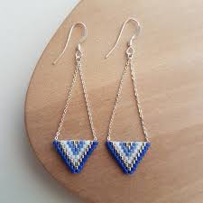 Boucles D Oreilles Alexandra Bleu De Pixels En Aiguille