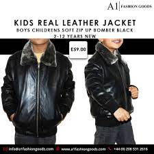 Kids Real Black Leather Bomber Jacket Boys Childrens Soft Zip Up Coat 2 12 Years Black Leather Bomber Jacket Leather Bomber Jacket Real Leather Jacket