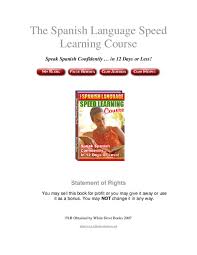 Pdf The Spanish Language Speed Learning Course Statement Of