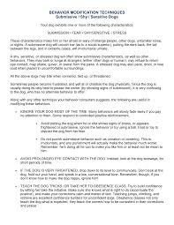 BEHAVIOR MODIFICATION TECHNIQUES Submissive / Shy / Sensitive Dogs