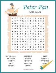 No Prep Peter Pan Word Search Fun Peter Pan Disney Word Disney Word Search