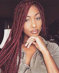 16 Celebrity Hottest Hair Trends For Summer 2017 The Woman S Hair Is An Endless Source Of Beauty Tresses Of L Red Box Braids Burgundy Box Braids Box Braids