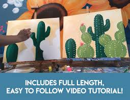 How to paint an easy acrylic painting for beginners. Cactus Canvas Sign Painting Kit