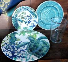 Bruntmor set of 4 ceramic new bone china love inspirational coffee mugs with gold decal, 11 oz. Galleyware Sea Turtle 19 Piece Melamine Dinnerware Set Service For 6 With Serving Bowl Kitchen Dining Dinnerware Sets Brigs Com