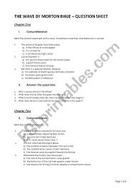 Laurie is the only one who feels strange about the wave. Morton Rhue The Wave Esl Worksheet By Coniglio2