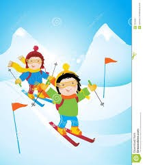 Seamless pattern with winter sports penguins.vector image. Kids Skiing Ski Drawing Snow Illustration Cartoon People