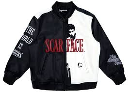 Does anyone know where i can find a racing jacket. Pre Owned Supreme Scarface Embroidered Leather Jacket Black Modesens Embroidered Leather Jacket Leather Jacket Black Leather Jacket