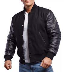 4.4 out of 5 stars 46. Varsity Base Men Jacket Black Wool Body Black Leather Sleeves Letterman Jacket