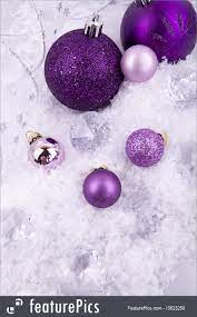 Purple silver birthday party decorations for women 40th/50th/60th/70th/80th birthday happy birthday aluminium balloons latex balloons polka dot paper fans/girl purple birthday decorations purple silver foil curtains photo backdrop. Christmas Decoration In Purple And Silver On White Snow Image