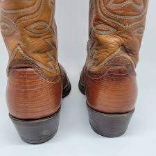 Dan Post 16836 Mens Vintage Brown Lizard Western Boots Size US 8 1/2 D