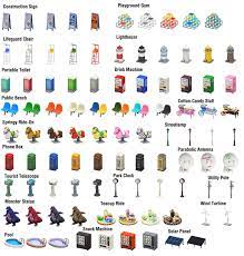 I Made This Pic That Shows Every Colour Of The Nook Miles Outdoor Furniture I Left Out The Sandbox An New Animal Crossing Animal Crossing Game Animal Crossing