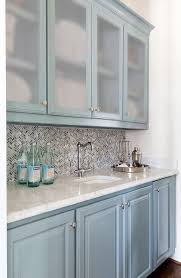 Blue Bar Cabinets With Frosted Glass Doors Transitional Kitchen Glass Upper Cabinets Glass Kitchen Cabinets Painted Kitchen Cabinets Colors