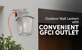 If you want to use outdoor lighting to change your outdoor design, these fixtures are great ideas! Home Luminaire 31703 Spence 1 Light Outdoor Wall Lantern With Seeded Glass And Built In Gfci Outlet Black Amazon Com