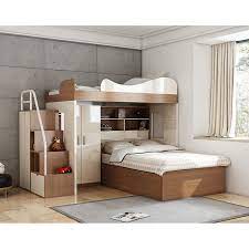 A fully functional desk is mounted on the opposite side, with its own set of drawers. Cbmmart Space Saving Kids Twin Loft Bunk Bed With Desk And Wardrobe Bedroom Sets Aliexpress