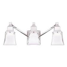 Return this item for free. Hampton Bay 3 Light Chrome Vanity Light With Etched Glass Shades 05660 The Home Depot Bathroom Light Fixtures Bath Light Glass Shades