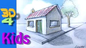 Easy 3d Drawing Draw House 2 Point Perspective For Kids And Beginners Simple House Drawing House Drawing For Kids 3d Drawings