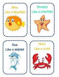 Ocean Animal Gross Motor Cards Ocean Animals Preschool Ocean Theme Preschool Ocean Activities Preschool