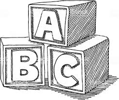 Abc Letters Clipart Black And White Hand Drawn Vector Sketch Of Abc Letter Blocks Concept Image For Clip Art Library Drawing Block Drawings