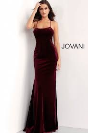 Jovani Burgundy Fitted Tie Back Velvet Prom Dress 63942 Maroon Gowns Dresses Velvet Prom Dress