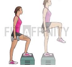 My love for step ups might be as weird as my love for fractions (honestly, best thing about math imo). Dumbbell Step Ups With Knee Raise Muscles Worked Glutes Hamstrings Quads Stand Facing A Box Or Bench Of An Appropriate Heigh Leg Workout Fit Life Glutes