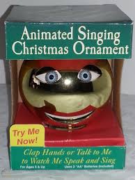 Rare 1986 animated singing christmas ornament rocking around christmas tree. New Vintage Animated Singing Christmas Ornament Speak Talks Eyes Mouth Move 1792193884