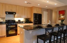 Intense Blonde Cabinet For Enjoying Cooking Activity Elegant Modern Style Hard Wood Oak Blond Kitchen Cabinet Design Granite Kitchen Table Modern Oak Kitchen